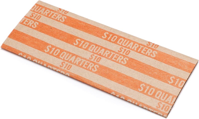 Huron Flat Coin Wrapper, Quarter Rolls $10 Orange (250 pcs) - Image 4